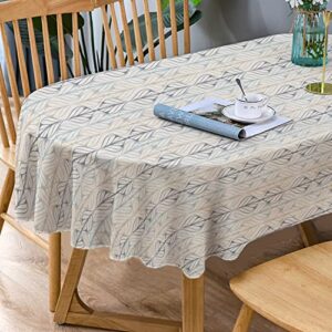 bnejvif oval tablecloth, modern geometric oval tablecloth, striped tablecloth indoor/outdoor waterproof wrinkle free durable oval tablecloth for oval tables 54 x 72 inch