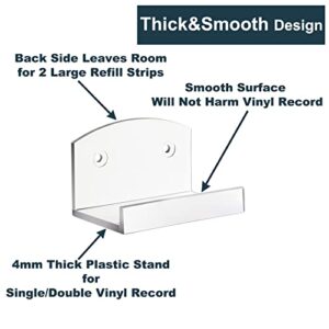 6 Vinyl Record Holder, Strong Hold Album Record Wall Mount, Minimalist Vinyl Album Display Shelf for Wall Collection in Home Office - Clear