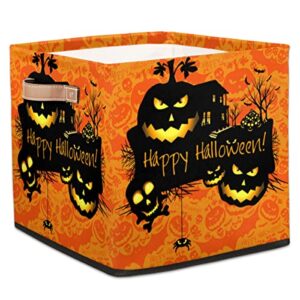 large collapsible storage bins,happy halloween decorative canvas fabric storage boxes organizer with handles,cube square baskets bin for home shelves closet nursery gifts