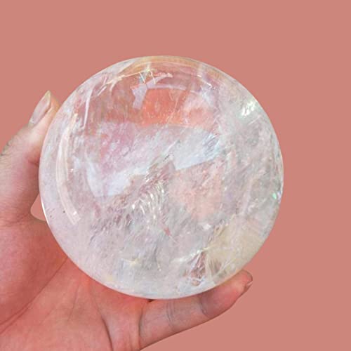 RALDMOV Natural Clear Quartz Crystal Ball,White Crystal Sphere Healing Crystal Ball Home Decor Prosperous Love Invite Wealth + Pedestal