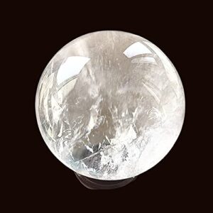 RALDMOV Natural Clear Quartz Crystal Ball,White Crystal Sphere Healing Crystal Ball Home Decor Prosperous Love Invite Wealth + Pedestal