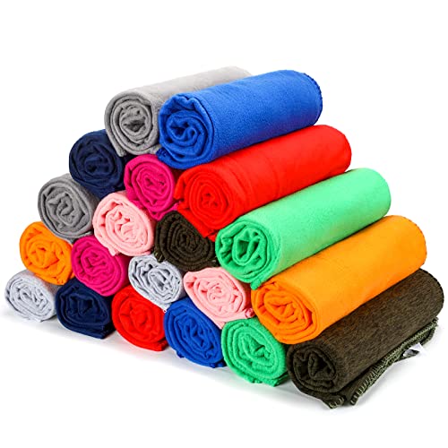 10 Pack Fleece Throw Blanket 50 x 60 Inch Travel Blanket, Solid Colors Fleece Blanket Airplane Blanket for Home, Bed, Sofa, Couch, Dorm, Pet