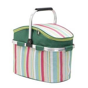 lioobo 26l large picnic basket: camping grocery bags, insulated baskets, portable picnic basket, canvas leak-proof travel cooler tote 1pc