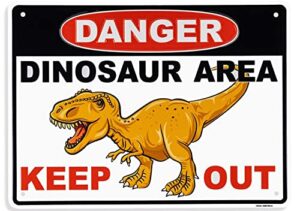 tags america dinosaur sign – 9″x12″ dinosaur room decor for boys, embossed, rust-free, recycled aluminum danger dinosaur keep out sign, dino-themed boys room decor, dinosaur lovers gift