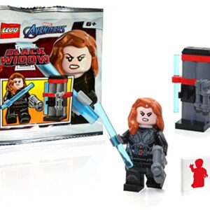 LEGO Marvel Super Heroes Avengers Tower Battle Minifigure - Black Widow (Printed Arms) with Weapons Stand