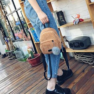 sikiwind Girl Mini Backpack Women Ball Winter Velvet Shoulder Bag(Khaki)