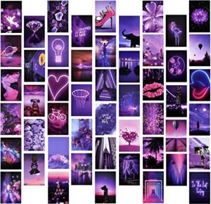 beishida room decor aesthetic,charm purple pastel wall collage kit aesthetic poster aesthetic wall decor for bedroom purple theme pictures bedroom decor for teen girls aesthetic collage kit 50pcs