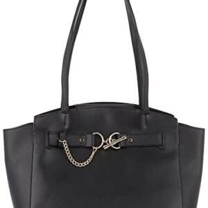 Nanette Lepore Emery Vegan Leather Tote Shoulder Bag One Size Black