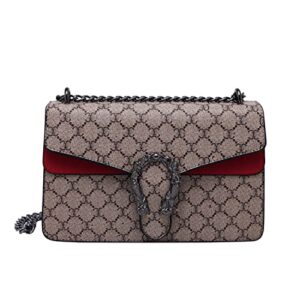 crossbody shoulder purses for women trendy – classic print pu leather handbag chain strap crossbody bag satchel