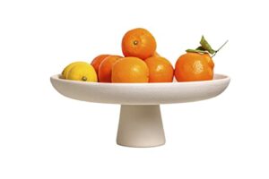 large off-white ceramic pedestal decorative bowl for kitchen decor. style as a fruit bowl or as a showpiece for on your styled coffee table.