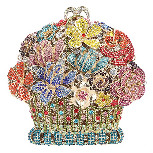 Custom Women bling diamond party skull handbag hand rhinestone Pumpkin ice cream clutch Butterfly owl Swan purse evening bags Flower Basket