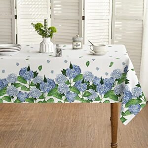 horaldaily spring summer tablecloth 60×84 inch, easter watercolor hydrangea blooming floral table cover for party picnic dinner decor