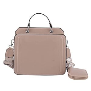 zingingen pu leather tote bag for women,fashion handbag shoulder crossbody bags with double shoulder straps (color : khaki)