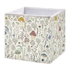 kigai mushroom cube storage bin collapsible nursery storage toys box bin for home closet shelf office bedroom, 11 x 11 x 11 inch