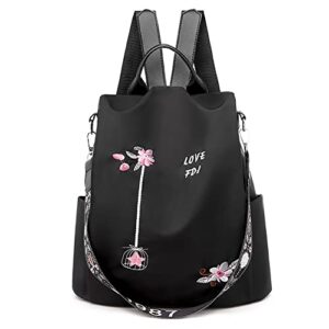 sikiwind women oxford cloth embroidery flower pattern backpack zipper school bag