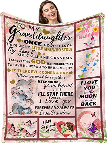 Granddaughter Gifts from Grandma/Grandpa, Gifts for Granddaughter, Granddaughter Blanket 60"x50", Birthday Gifts for Granddaughter, Granddaughter Gifts for Christmas Birthday Anniversary Graduation