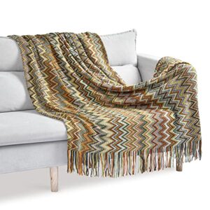 cozary woven throw blanket reversible cotton bohemian, tapestry outdoor knitted tassel blankets,soft cozy lightweight couch decorative afghans throw blankets, bed, sofa,60 * 80 inches