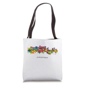 City Watercolor Skyline Home State Souvenir Albuquerque NM Tote Bag