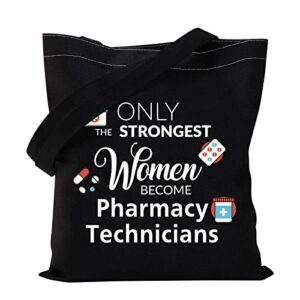 vamsii pharmacy technician tote bag pharmacy tech gifts for women pharmacy technician appreciation gifts shoulder bag (black tote)