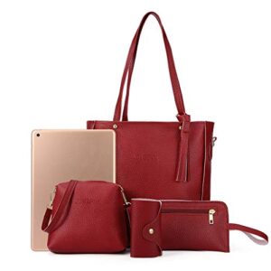 Tote Bag 2023 New Handbags for Women Four Piece Set Solid Color Fashion Shoulder Bag Wallet Card Bag Handbag