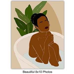 Woman Bathroom Wall Art & Decor - Bath Wall Decor - Powder room Decor for Women - Mid-century modern Bathroom Wall Decor - Luxury Minimalism Abstract art - Restroom Aesthetics Poster Set UNFRAMED 8x10