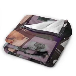 Music Album Cover Blanket Collage Ariana Grande Throw Blanket Ultra-Soft Warm Flannel Blanket for Bed Couch Sofa Bedroom Living Room Pop Singer Fans Gift 60x50 in