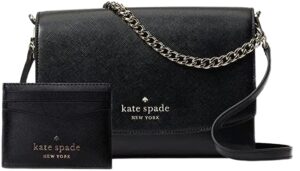 kate spade carson convertible crossbody handbag with card case (black)