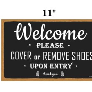 Remove Your Shoes Sign, SEIFUD Please Remove Your Shoes Wood Sign, Wall Hanging, Welcome Sign, 6x11 Inches, Housewarming Gift, Black signs (Black-10)