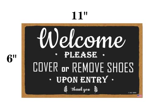 Remove Your Shoes Sign, SEIFUD Please Remove Your Shoes Wood Sign, Wall Hanging, Welcome Sign, 6x11 Inches, Housewarming Gift, Black signs (Black-10)