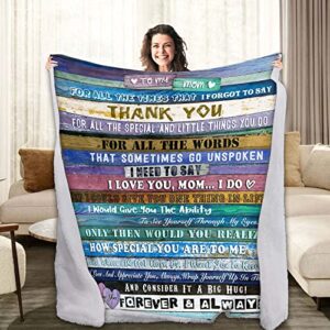 Gifts for Mom from Son or Daughter for Birthday, Christmas, Mom Throw Blanket 50"x60", Snuggly Soft Unique Lamb Plush Mother Blanket Filled with Words to Say Love You Mom Gifts for Women