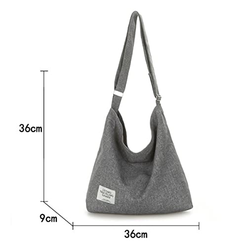 Women's Canvas Crossbody Hobo Bag Large Tote Shoulder Beach Bag with Zipper Casual Work Travel Bags Cotton Shopping Bag (Blue)