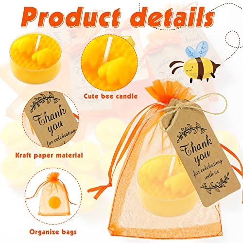 24 Set Honeycomb Honey Bee Baby Shower Decorations Beeswax Bee Tealight Candles for Honeybee Festival Party Favors Supplies Bee Theme Party Favors for Guests Bee Teachers Decorations Classroom Decor