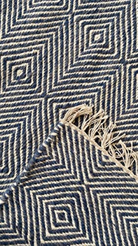 Rita Rugs Rolf by Woollen Hand Woven Area Rug, Blue, 4' x 6'