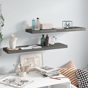 yuhi-hqyd floating wall shelves,wall shelves for living room,earthy room decor,shelves for wall storage,invisible mounting system,for bedroom, living room, 2 pcs high gloss gray 35.4″x9.3″x1.5″ mdf