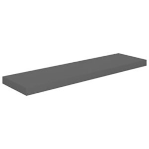 YUHI-HQYD Floating Wall Shelves,Wall Shelves for Living Room,Earthy Room Decor,Shelves for Wall Storage,Invisible mounting System,for Bedroom, Living Room, 2 pcs High Gloss Gray 35.4"x9.3"x1.5" MDF