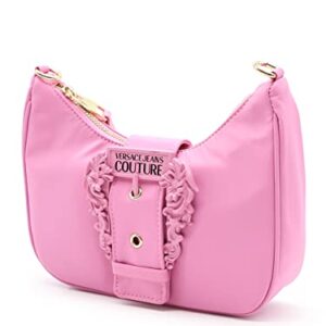 Versace Jeans COUTURE MINIBAG CROSSBODY BAG IN FUCHSIA NYLON WITH GOLD BAROQUE LOGO BUCKLE AND ADJUSTABLE SHOULDER STRAP 74VA4BFGZS640