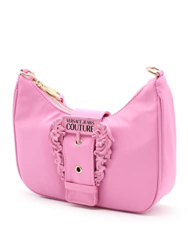 Versace Jeans COUTURE MINIBAG CROSSBODY BAG IN FUCHSIA NYLON WITH GOLD BAROQUE LOGO BUCKLE AND ADJUSTABLE SHOULDER STRAP 74VA4BFGZS640