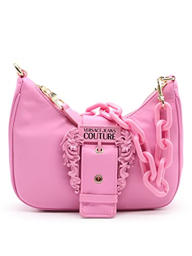 Versace Jeans COUTURE MINIBAG CROSSBODY BAG IN FUCHSIA NYLON WITH GOLD BAROQUE LOGO BUCKLE AND ADJUSTABLE SHOULDER STRAP 74VA4BFGZS640