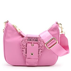 Versace Jeans COUTURE MINIBAG CROSSBODY BAG IN FUCHSIA NYLON WITH GOLD BAROQUE LOGO BUCKLE AND ADJUSTABLE SHOULDER STRAP 74VA4BFGZS640