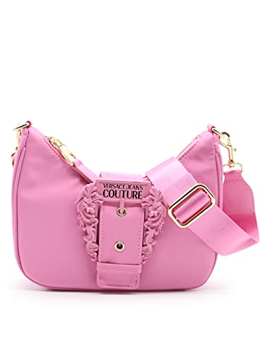 Versace Jeans COUTURE MINIBAG CROSSBODY BAG IN FUCHSIA NYLON WITH GOLD BAROQUE LOGO BUCKLE AND ADJUSTABLE SHOULDER STRAP 74VA4BFGZS640