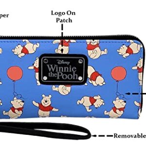 Disney Wallet Wristlet Zip Clutch Faux Leather (Winnie the Pooh Blue)