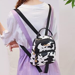 sikiwind Women PU Animal Pattern Print Backpack Preppy Style Handbags (White Cow)