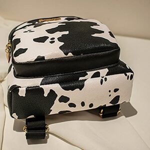 sikiwind Women PU Animal Pattern Print Backpack Preppy Style Handbags (White Cow)