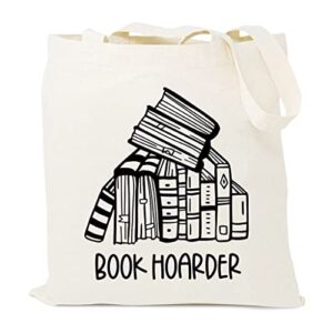 hontoute book hoarder book funny bag bookworm librarian nerd school teacher shoulder canvas tote bag gifts beige