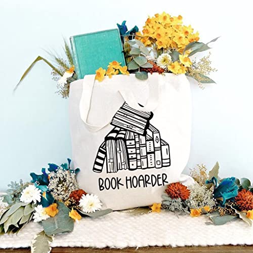 HONTOUTE Book Hoarder Book Funny Bag Bookworm Librarian Nerd School Teacher Shoulder Canvas Tote Bag Gifts Beige