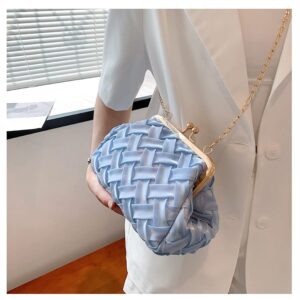 RZTA Women's Evening Bag Woven Small Design Chain messenger bag Party Prom Clutch Purse Floral Bride Wedding Handbag D1-Blue