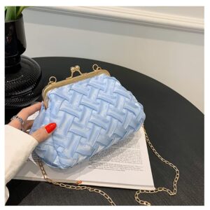 RZTA Women's Evening Bag Woven Small Design Chain messenger bag Party Prom Clutch Purse Floral Bride Wedding Handbag D1-Blue