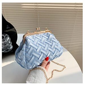 RZTA Women's Evening Bag Woven Small Design Chain messenger bag Party Prom Clutch Purse Floral Bride Wedding Handbag D1-Blue