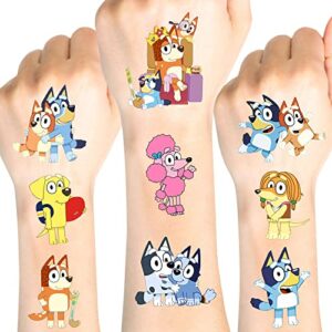 20 sheets (650pcs) blue dog temporary tattoos stickers for kids, blue dog birthday party supplies decorations party favors, gifts for boys girls school classroom rewards