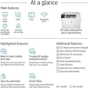 HP Color Laserjet Pro MFP M182nw Wireless All-in-One Laser Printer, Print Scan Copy, 17ppm, Auto-On/Auto-Off Function& Numeric Keypad, Compatible with Alexa -WULIC Printer Cable